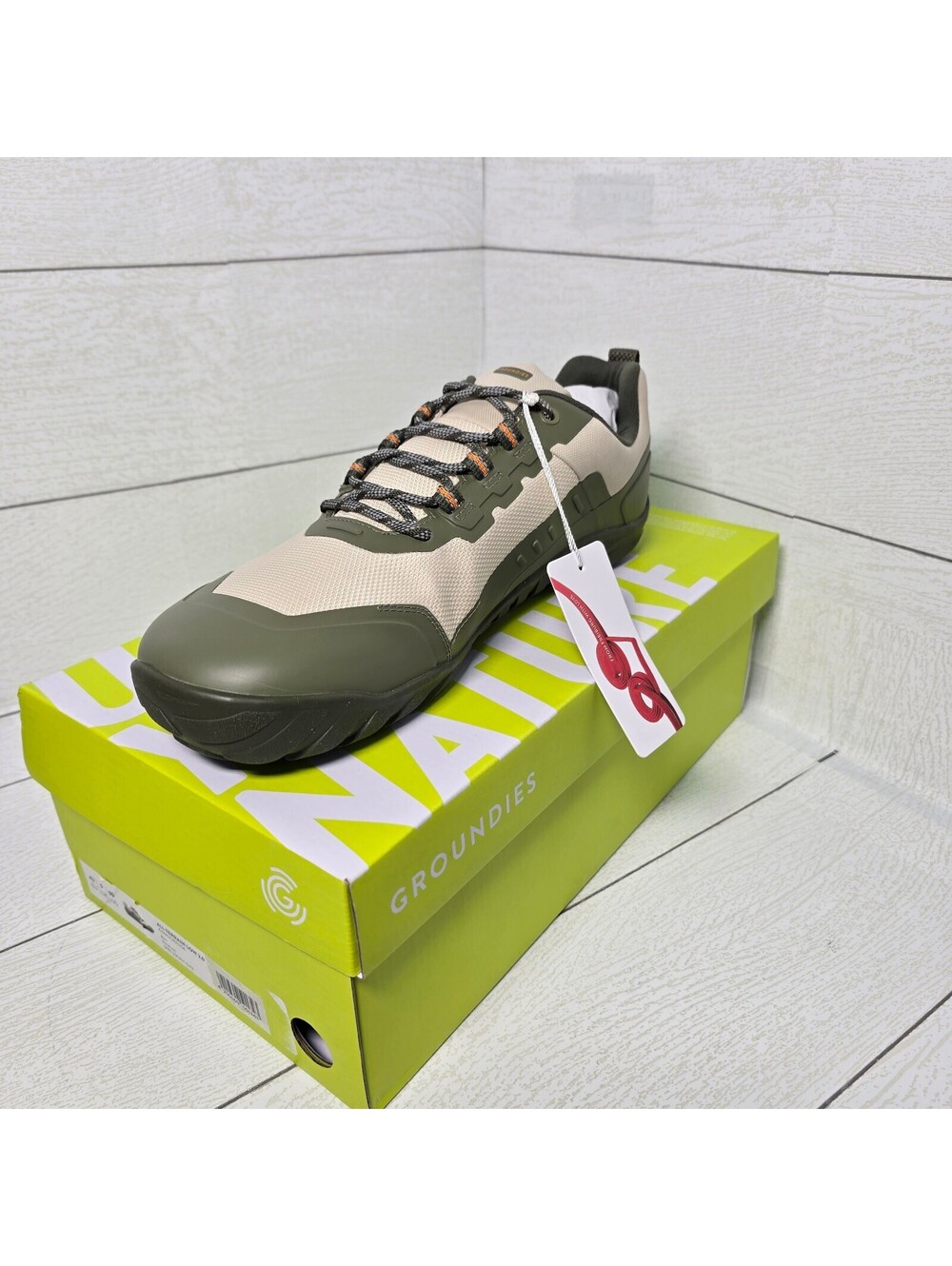 Groundies All Terrain Low 2.0 Men’s Size 10 Khaki Orange Barefoot Hiking Shoes